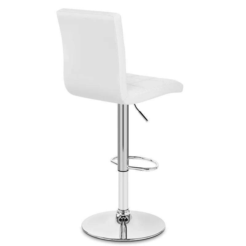 Chaise de Bar Faux Cuir Chrome - Criss Cross Blanc