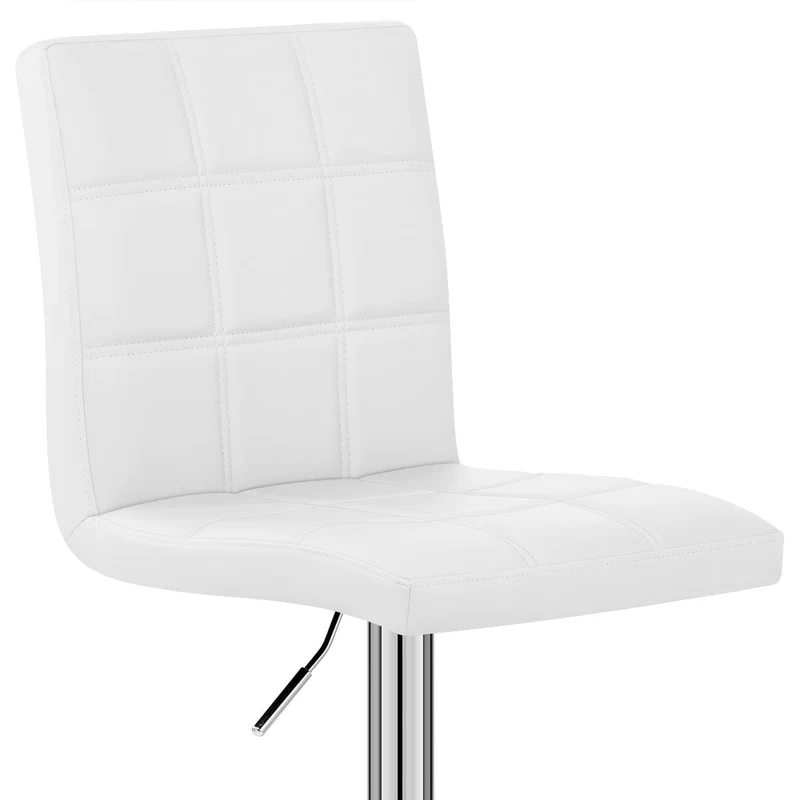 Chaise de Bar Faux Cuir Chrome - Criss Cross Blanc