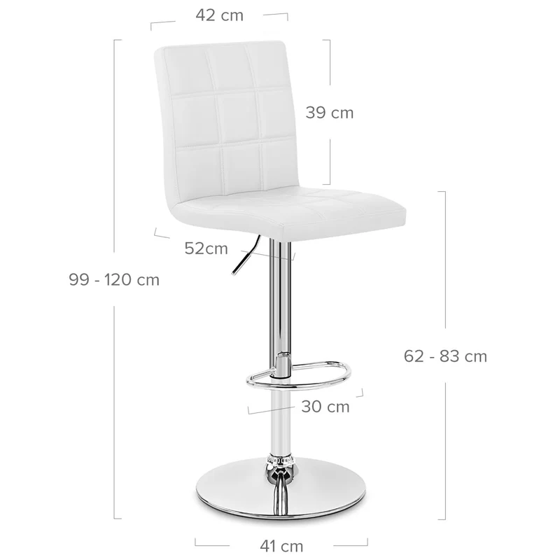 Chaise de Bar Faux Cuir Chrome - Criss Cross Blanc