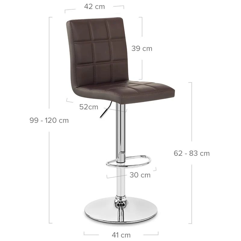Chaise de Bar Faux Cuir Chrome - Criss Cross Marron