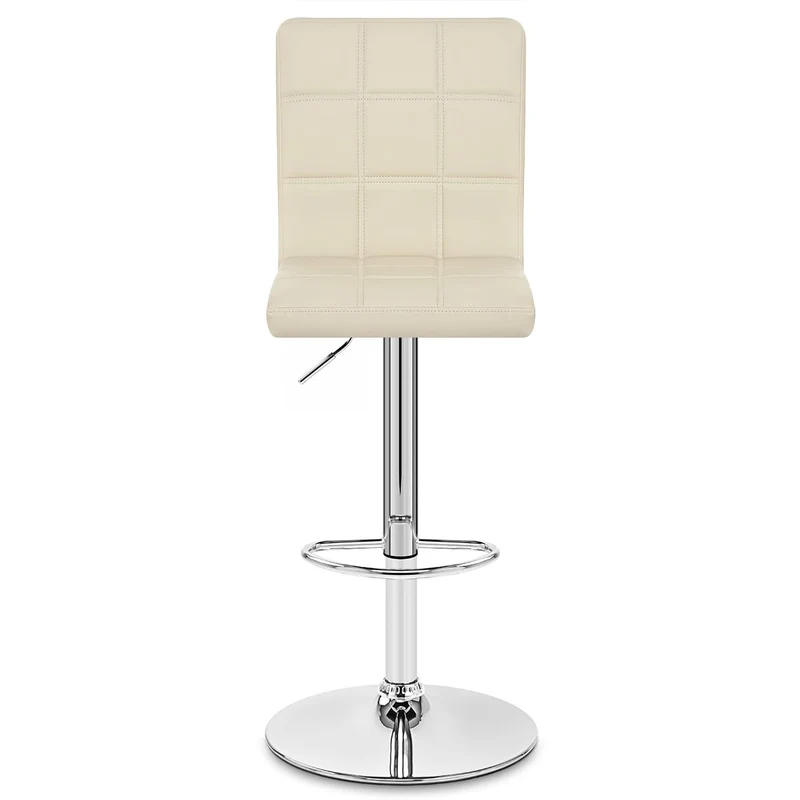Chaise de Bar Faux Cuir Chrome - Criss Cross Crème
