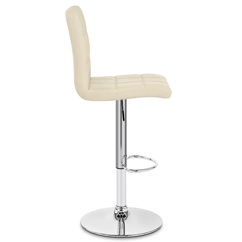 Chaise de Bar Faux Cuir Chrome - Criss Cross Crème