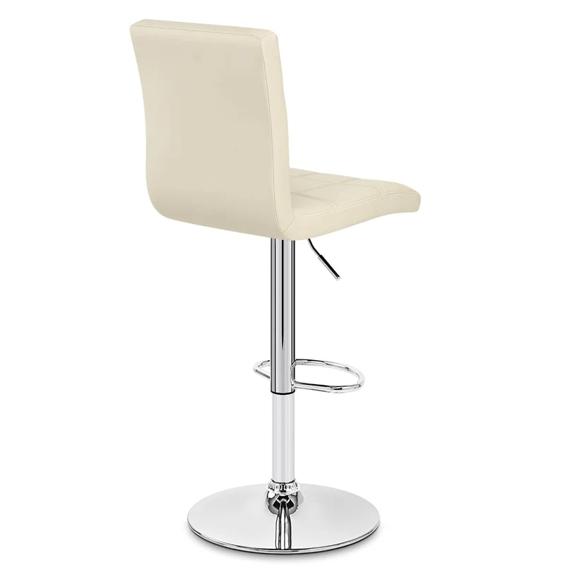 Chaise de Bar Faux Cuir Chrome - Criss Cross Crème