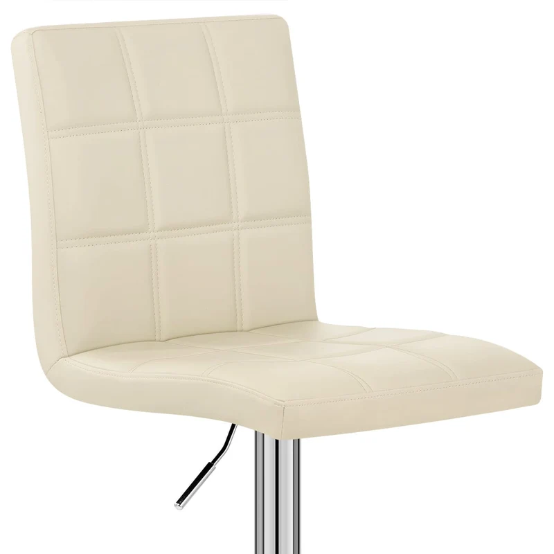 Chaise de Bar Faux Cuir Chrome - Criss Cross Crème