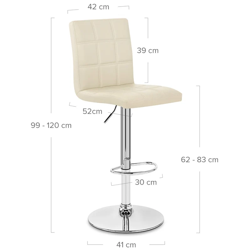 Chaise de Bar Faux Cuir Chrome - Criss Cross Crème