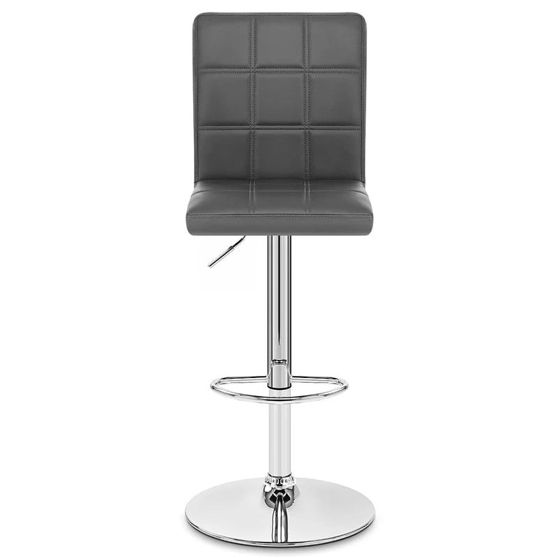 Chaise de Bar Faux Cuir Chrome - Criss Cross Gris