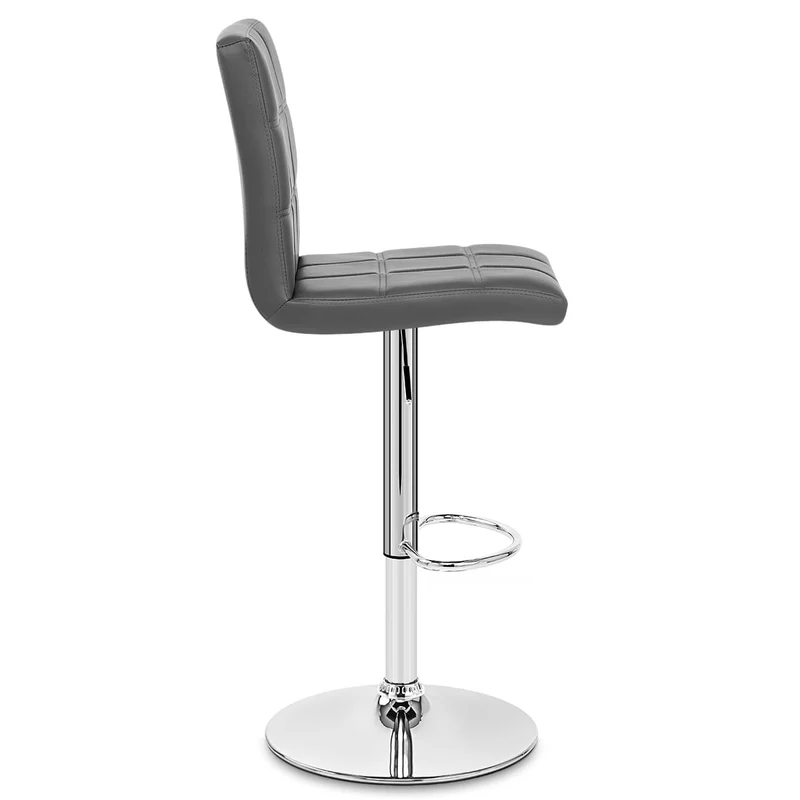 Chaise de Bar Faux Cuir Chrome - Criss Cross Gris