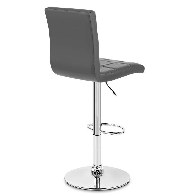 Chaise de Bar Faux Cuir Chrome - Criss Cross Gris