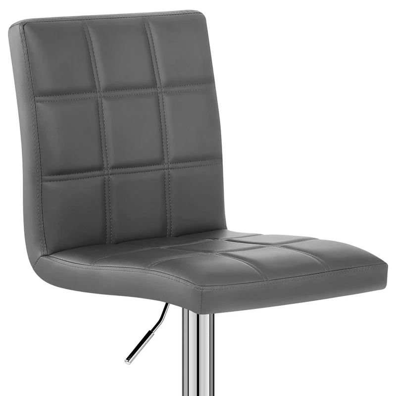 Chaise de Bar Faux Cuir Chrome - Criss Cross Gris
