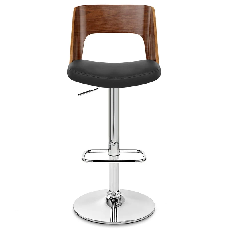 Chaise de Bar Bois Chrome - Carmen Noir