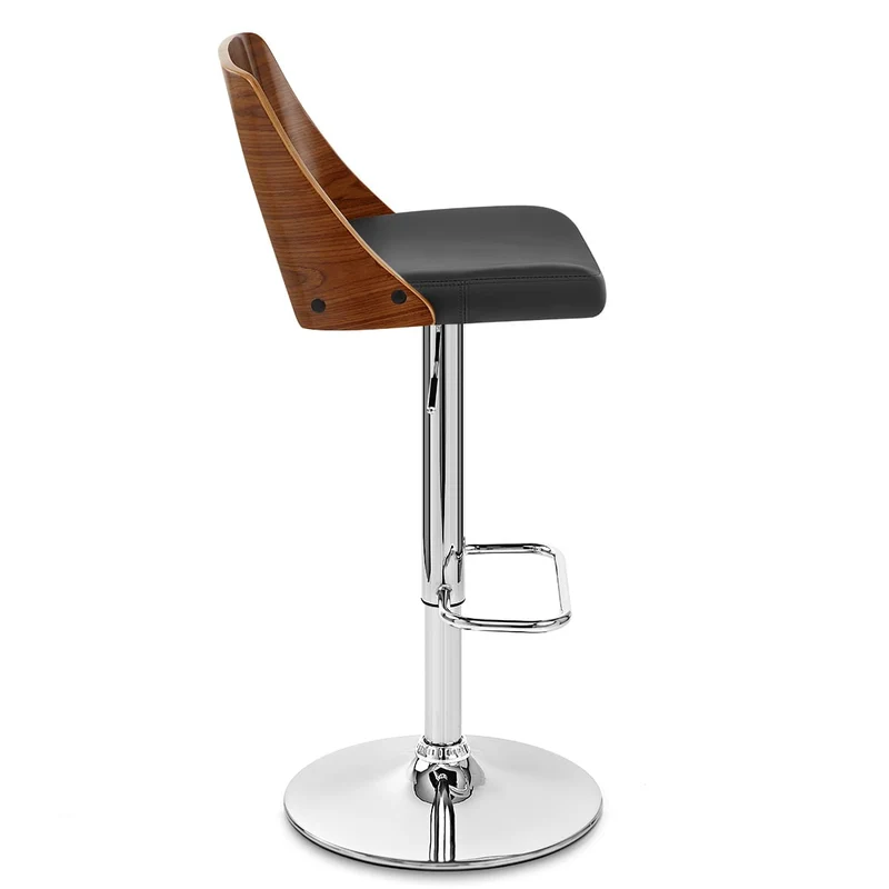 Chaise de Bar Bois Chrome - Carmen Noir
