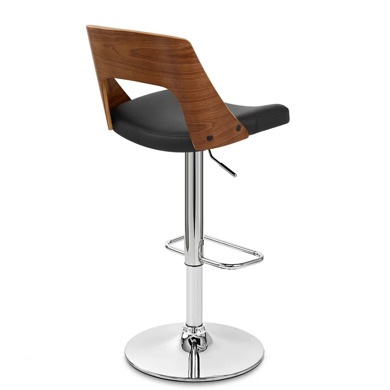 Chaise de Bar Bois Chrome - Carmen Noir