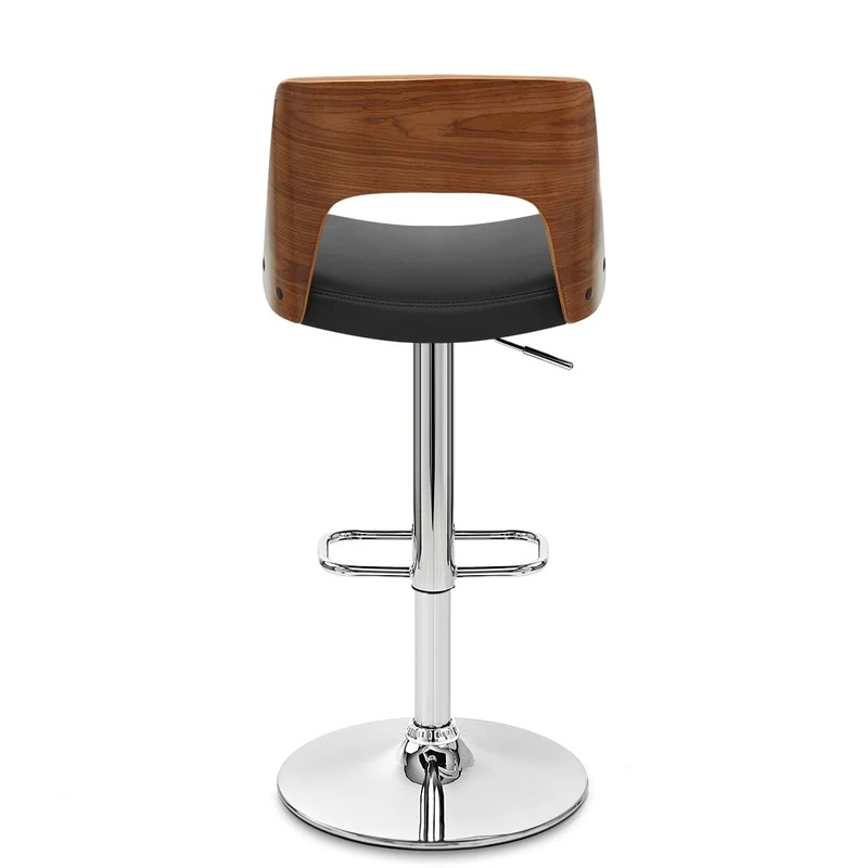 Chaise de Bar Bois Chrome - Carmen Noir
