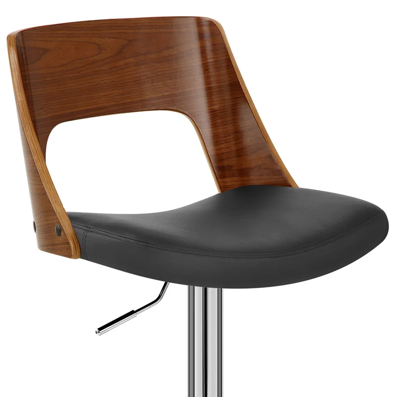 Chaise de Bar Bois Chrome - Carmen Noir