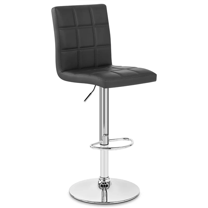 Chaise de Bar Faux Cuir Chrome - Criss Cross Noir