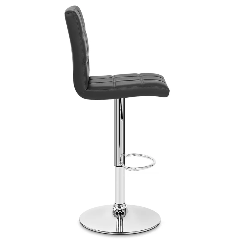Chaise de Bar Faux Cuir Chrome - Criss Cross Noir