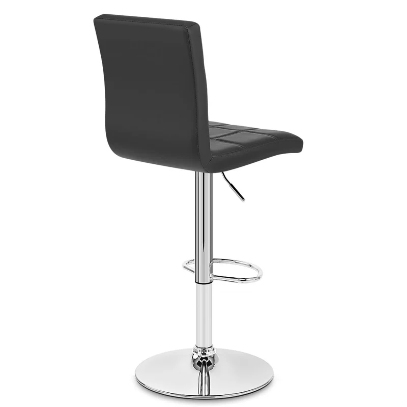 Chaise de Bar Faux Cuir Chrome - Criss Cross Noir