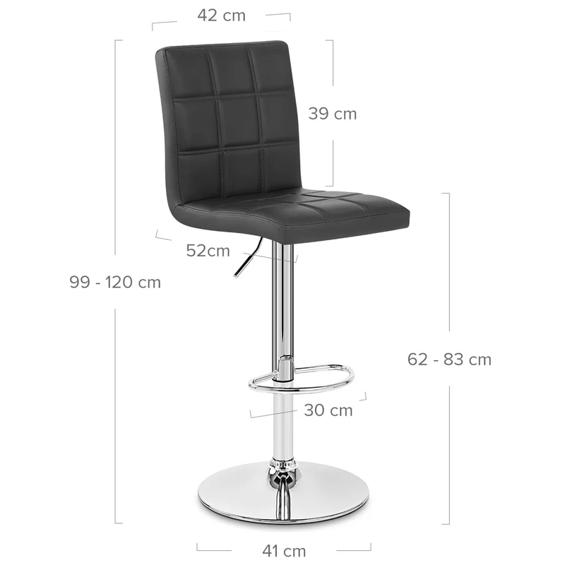 Chaise de Bar Faux Cuir Chrome - Criss Cross Noir