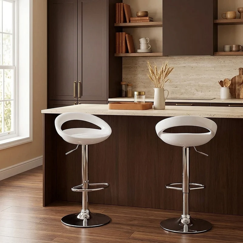 Chaise de Bar ABS Chrome - Crescent Blanc