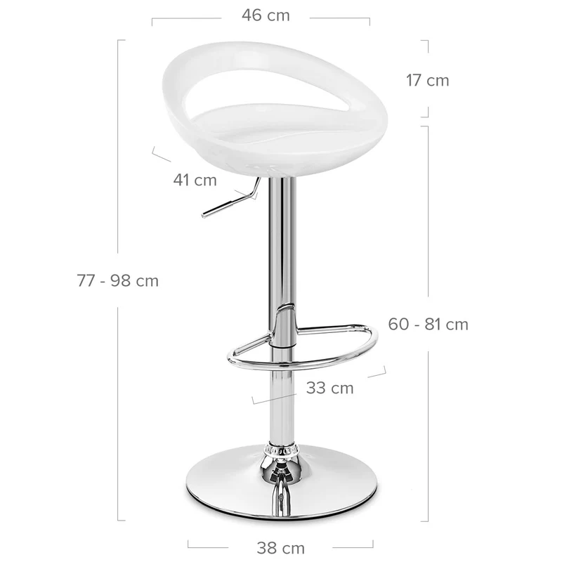 Chaise de Bar ABS Chrome - Crescent Blanc