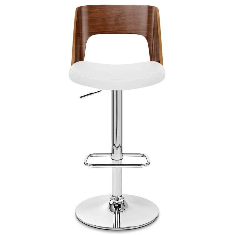 Chaise de Bar Bois Chrome - Carmen Blanc