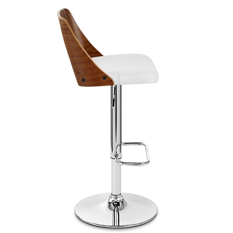Chaise de Bar Bois Chrome - Carmen Blanc