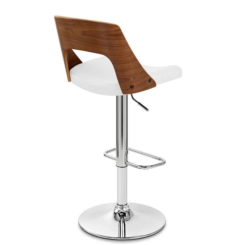 Chaise de Bar Bois Chrome - Carmen Blanc