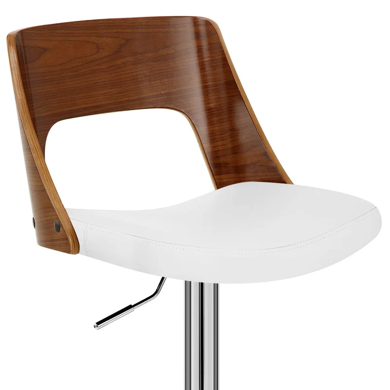 Chaise de Bar Bois Chrome - Carmen Blanc
