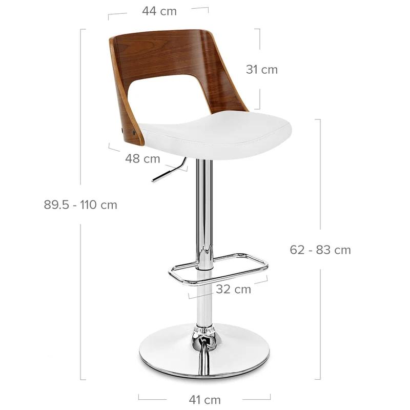 Chaise de Bar Bois Chrome - Carmen Blanc