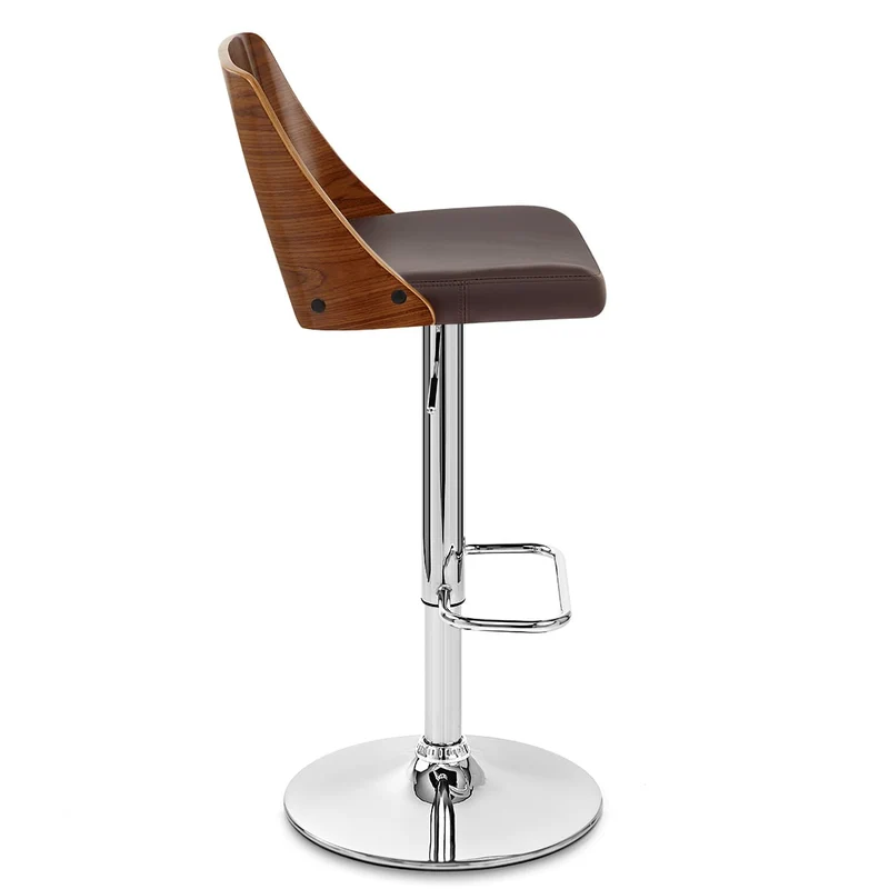 Chaise de Bar Bois Chrome - Carmen Marron