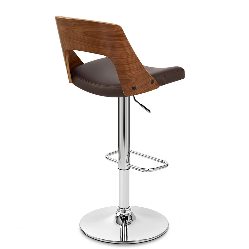 Chaise de Bar Bois Chrome - Carmen Marron