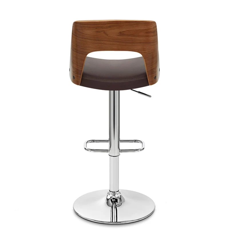 Chaise de Bar Bois Chrome - Carmen Marron