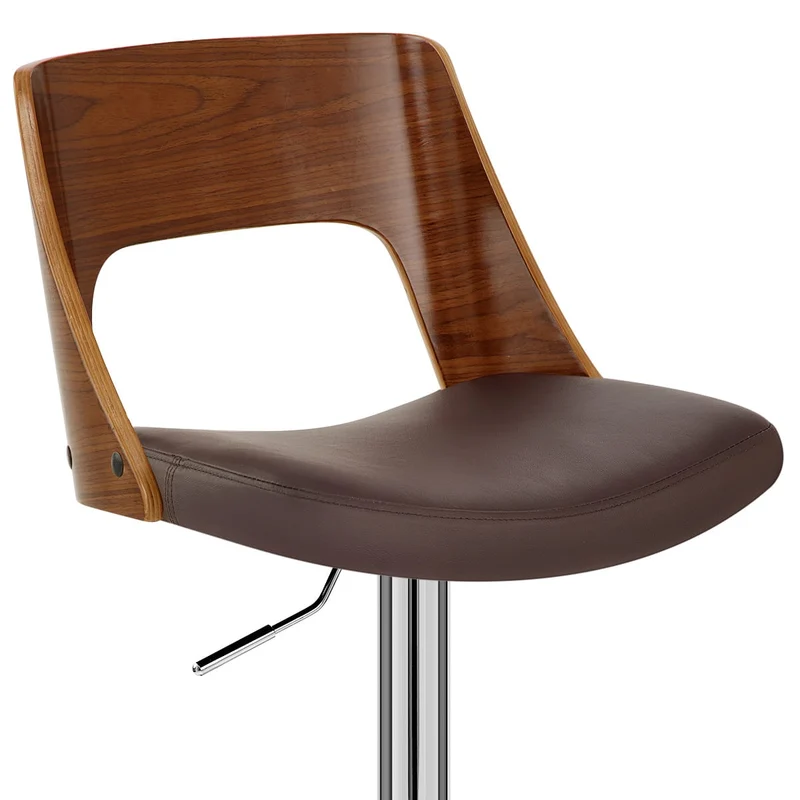 Chaise de Bar Bois Chrome - Carmen Marron