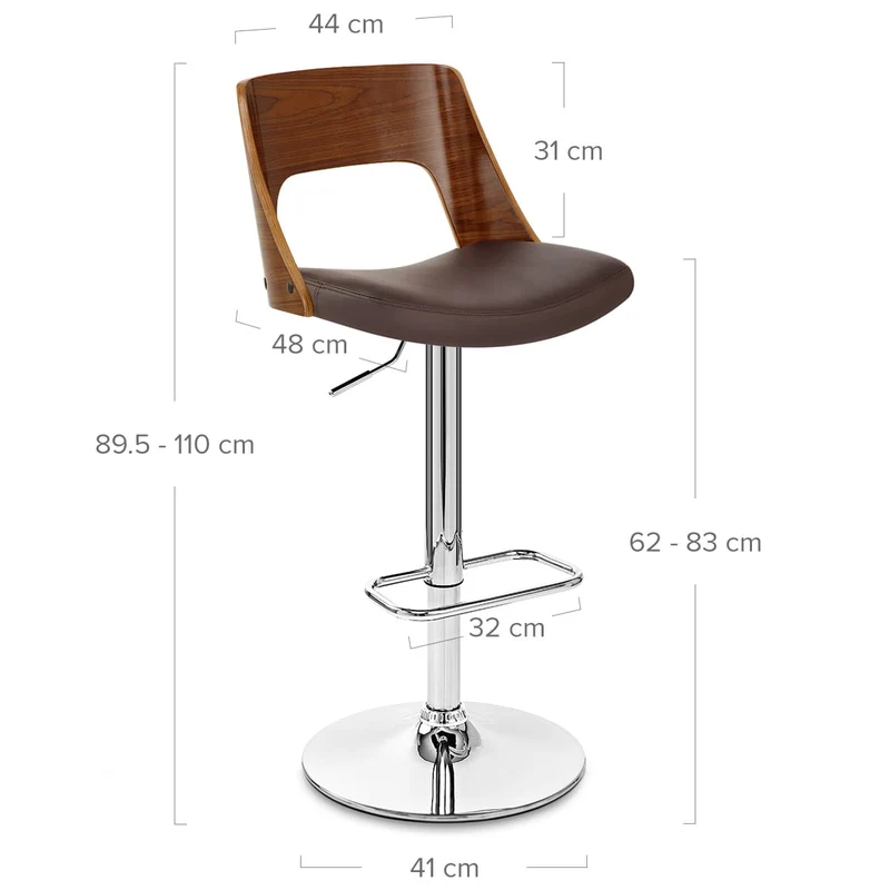 Chaise de Bar Bois Chrome - Carmen Marron