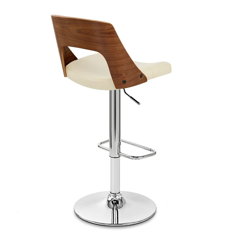 Chaise de Bar Bois Chrome - Carmen Crème
