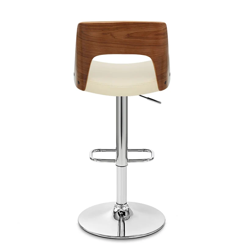 Chaise de Bar Bois Chrome - Carmen Crème