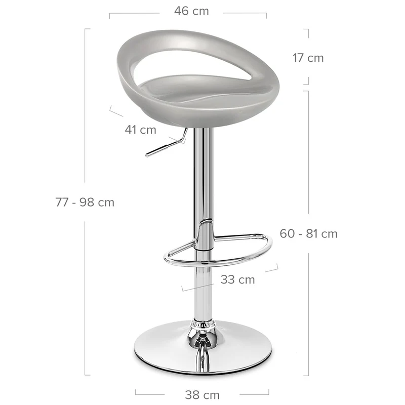 Chaise de Bar ABS Chrome - Crescent Gris
