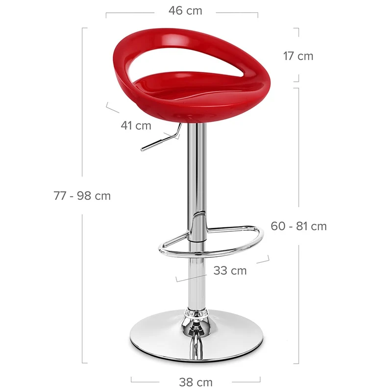 Chaise de Bar ABS Chrome - Crescent Rouge