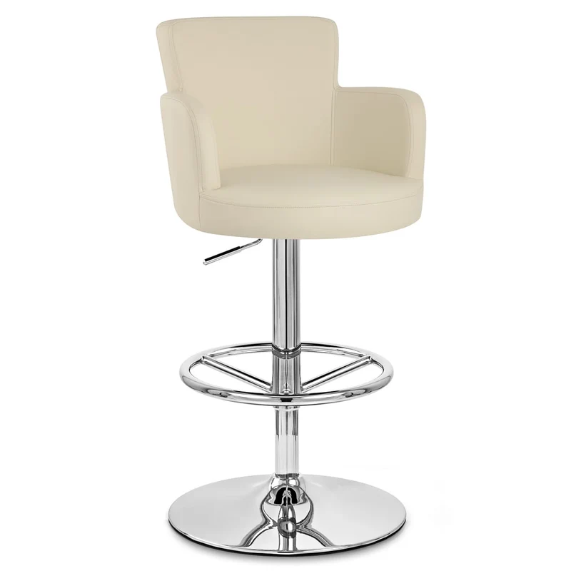 Chaise de Bar Faux Cuir Chrome - Château Crème