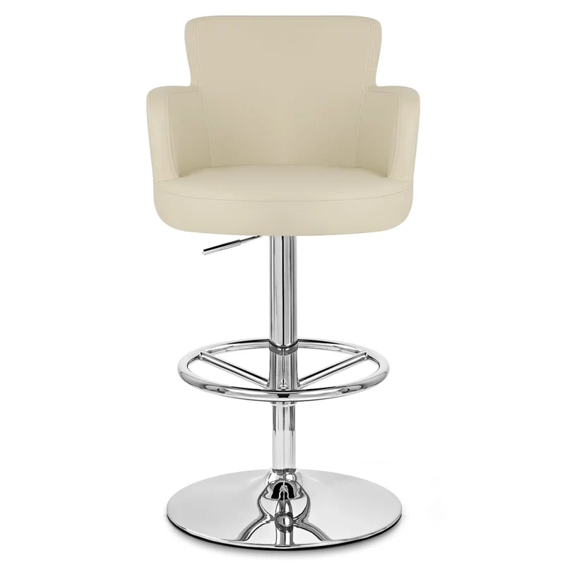 Chaise de Bar Faux Cuir Chrome - Château Crème