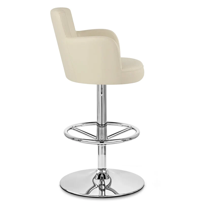 Chaise de Bar Faux Cuir Chrome - Château Crème