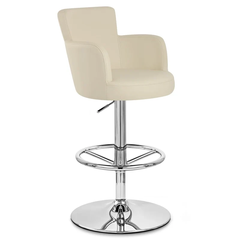 Chaise de Bar Faux Cuir Chrome - Château Crème