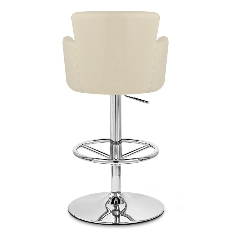 Chaise de Bar Faux Cuir Chrome - Château Crème