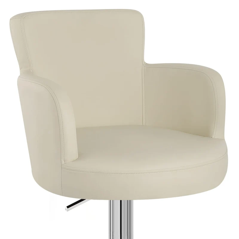Chaise de Bar Faux Cuir Chrome - Château Crème