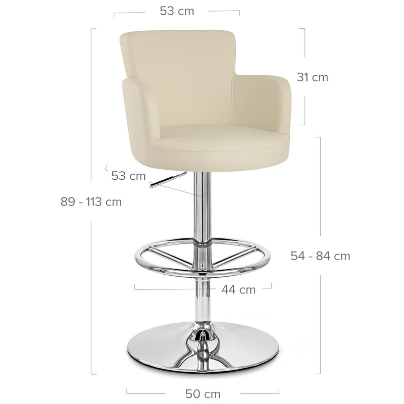 Chaise de Bar Faux Cuir Chrome - Château Crème