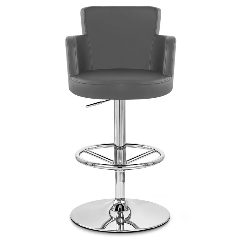 Chaise de Bar Faux Cuir Chrome - Château Gris