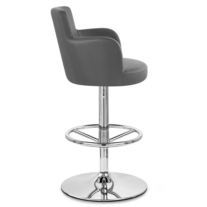 Chaise de Bar Faux Cuir Chrome - Château Gris