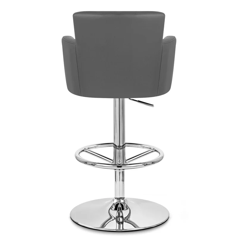 Chaise de Bar Faux Cuir Chrome - Château Gris