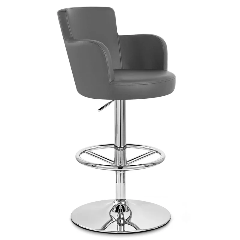 Chaise de Bar Faux Cuir Chrome - Château Gris