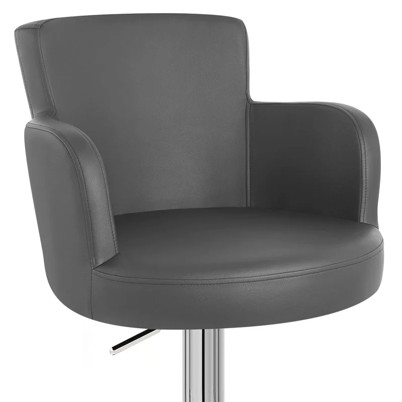 Chaise de Bar Faux Cuir Chrome - Château Gris